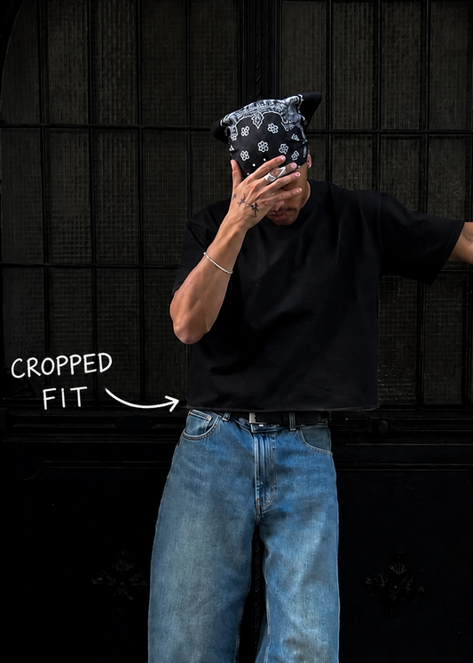 Perfectly Cropped Black T-shirt - Heavy 250 GSM Cotton