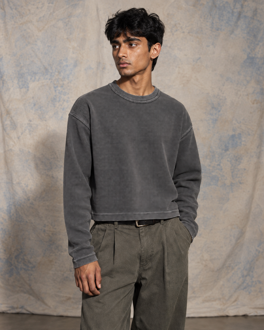 Basic Charcoal Grey Waffle Tee