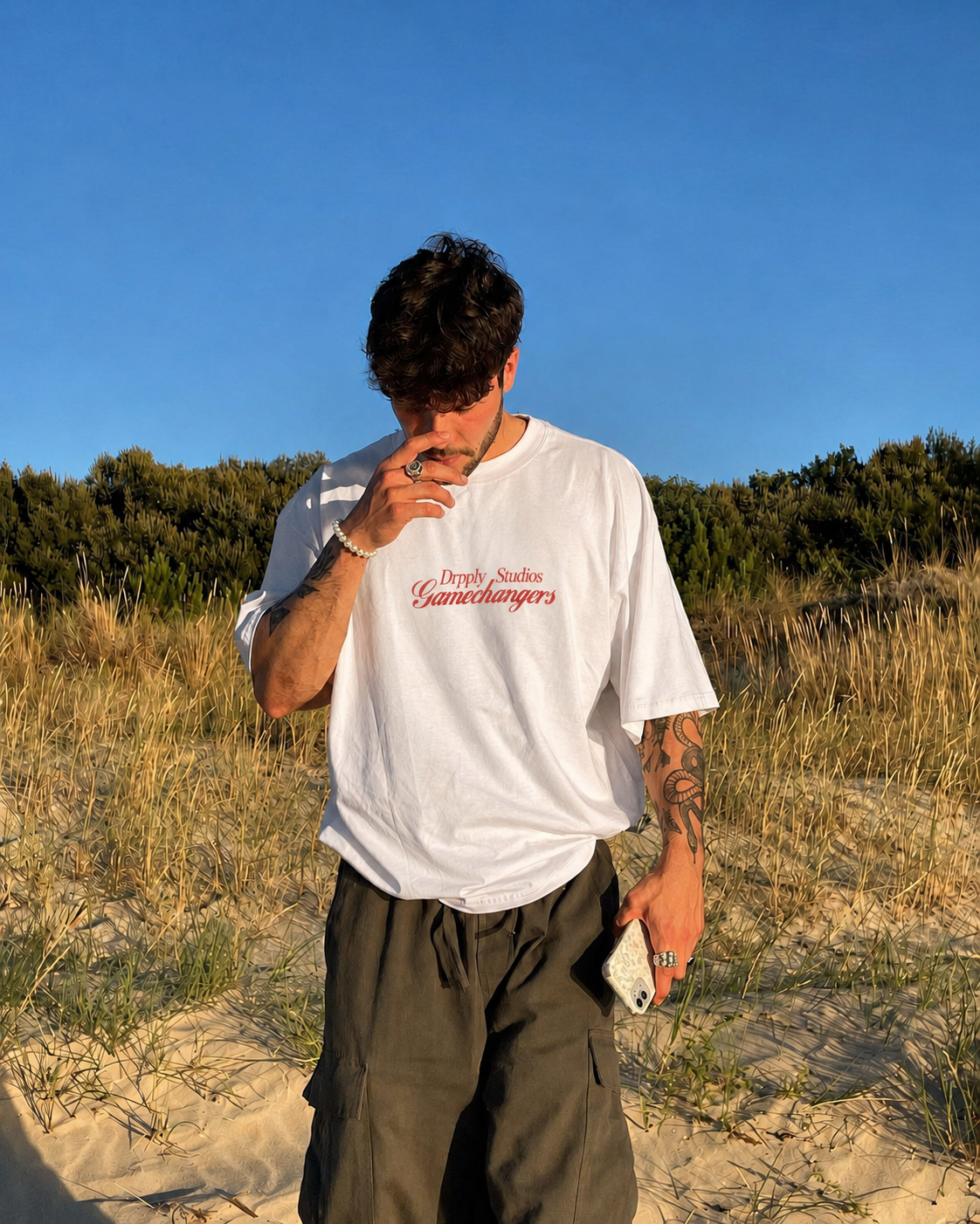 Oversized White Stay Chill T-shirt - Heavy 250 GSM Cotton