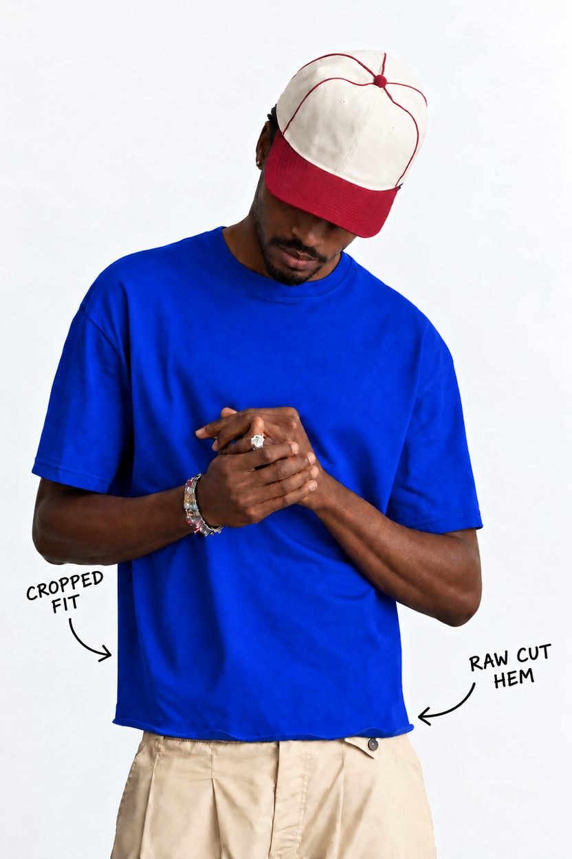 Perfectly Cropped Royal Blue T-shirt - Heavy 250 GSM Cotton