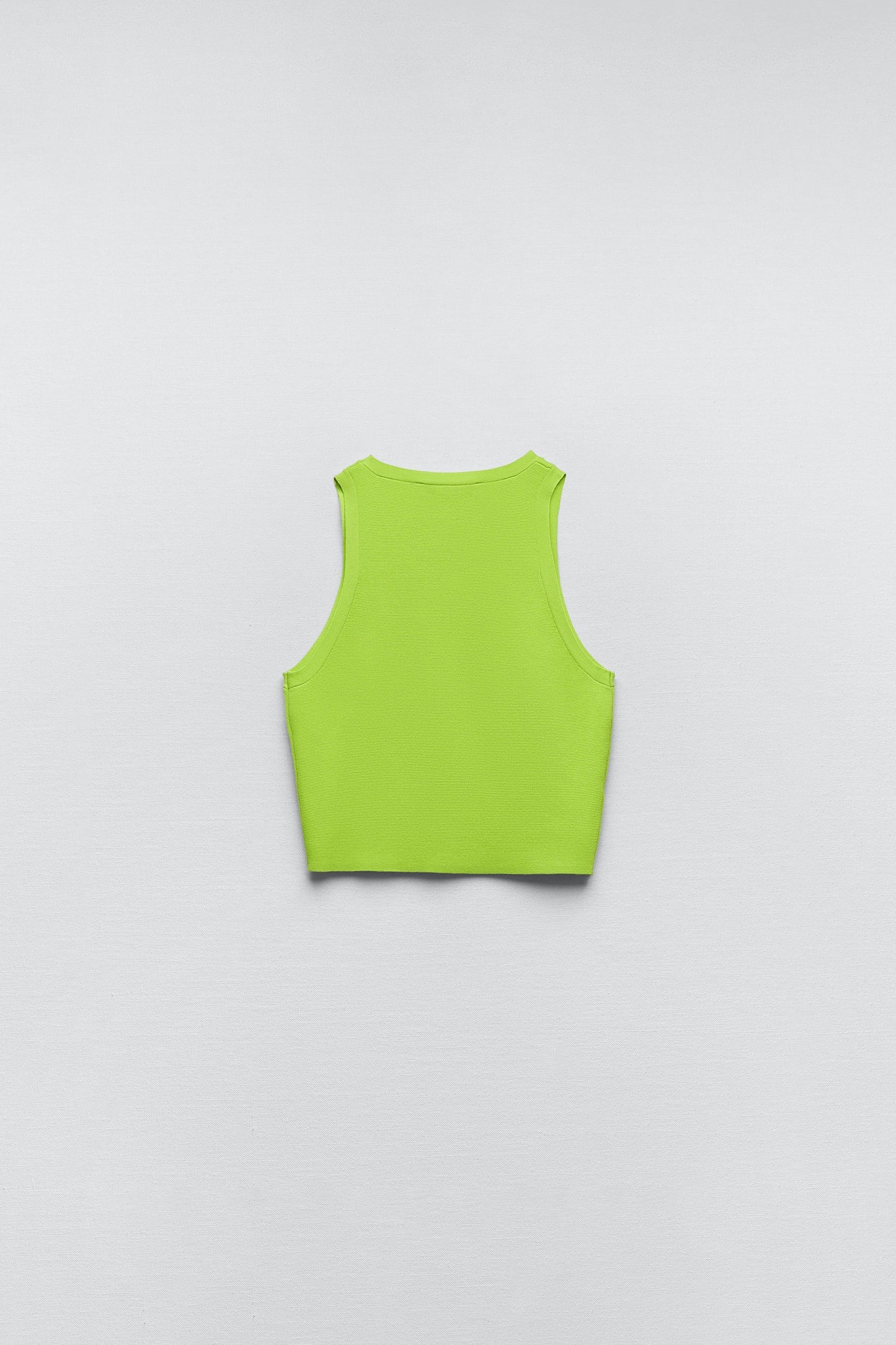 Women Mid-green Knit Crop Top
