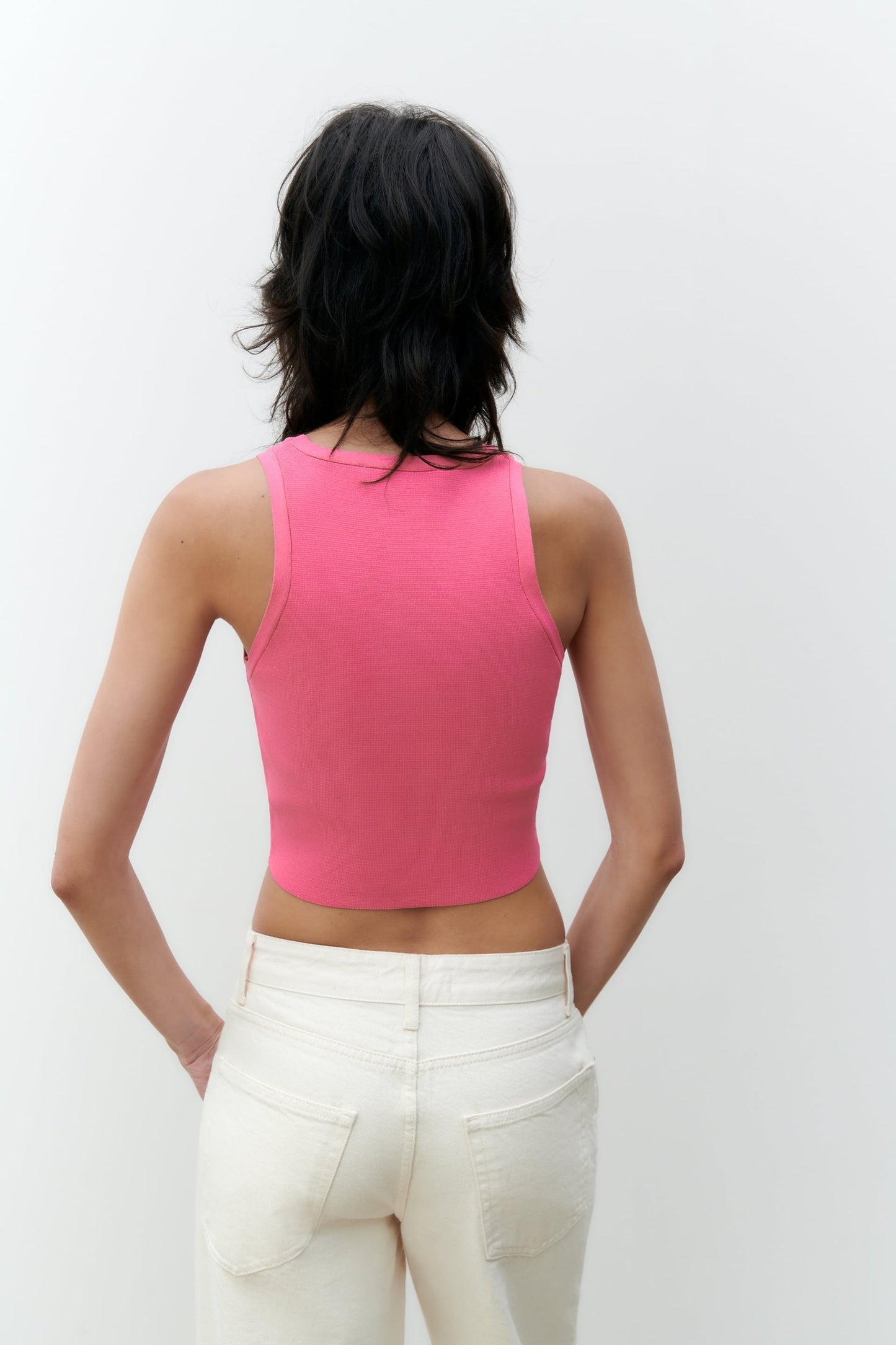 Women Pink Knit Crop Top