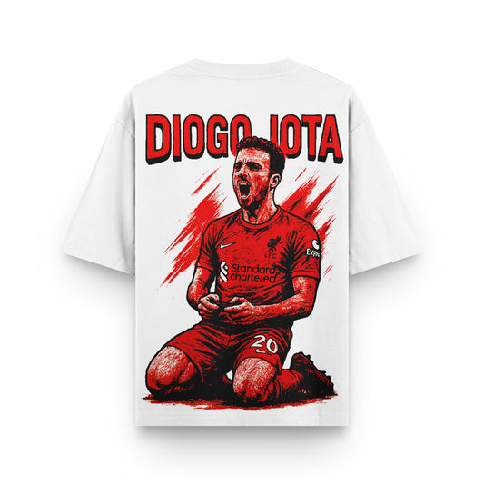 Oversized Diogo Jota White T-shirt - Heavy 250 GSM Cotton
