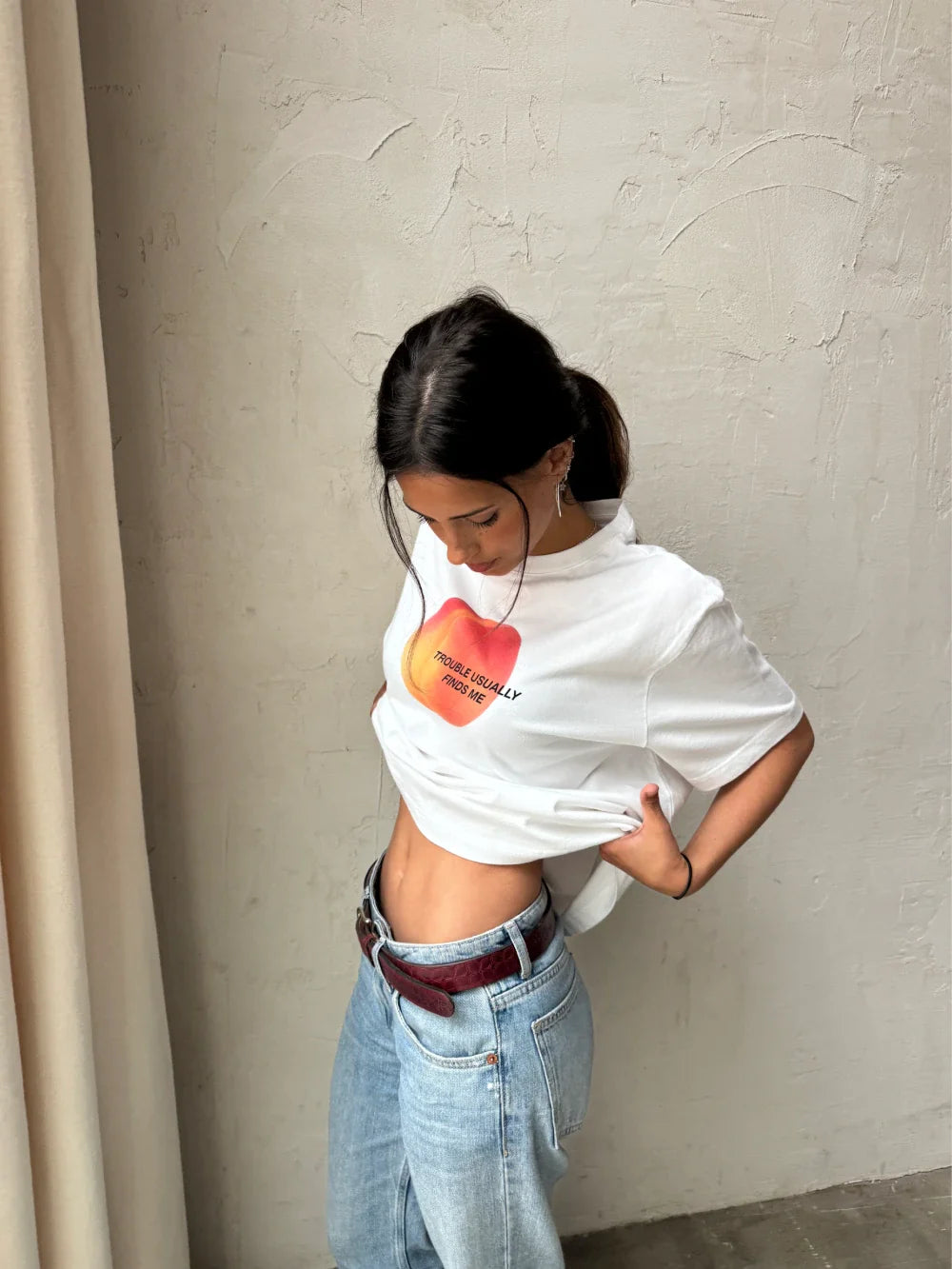Oversized White Peach T-shirt - Heavy 250 GSM Cotton