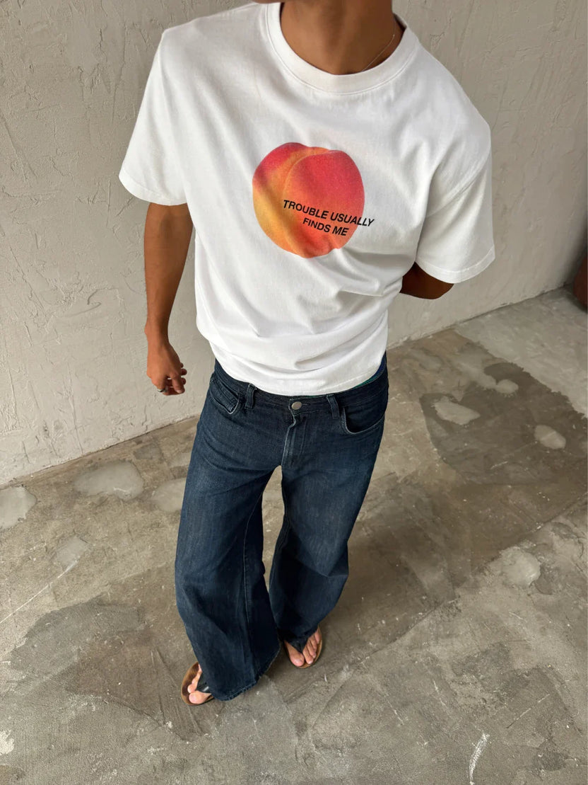 Oversized White Peach T-shirt - Heavy 250 GSM Cotton