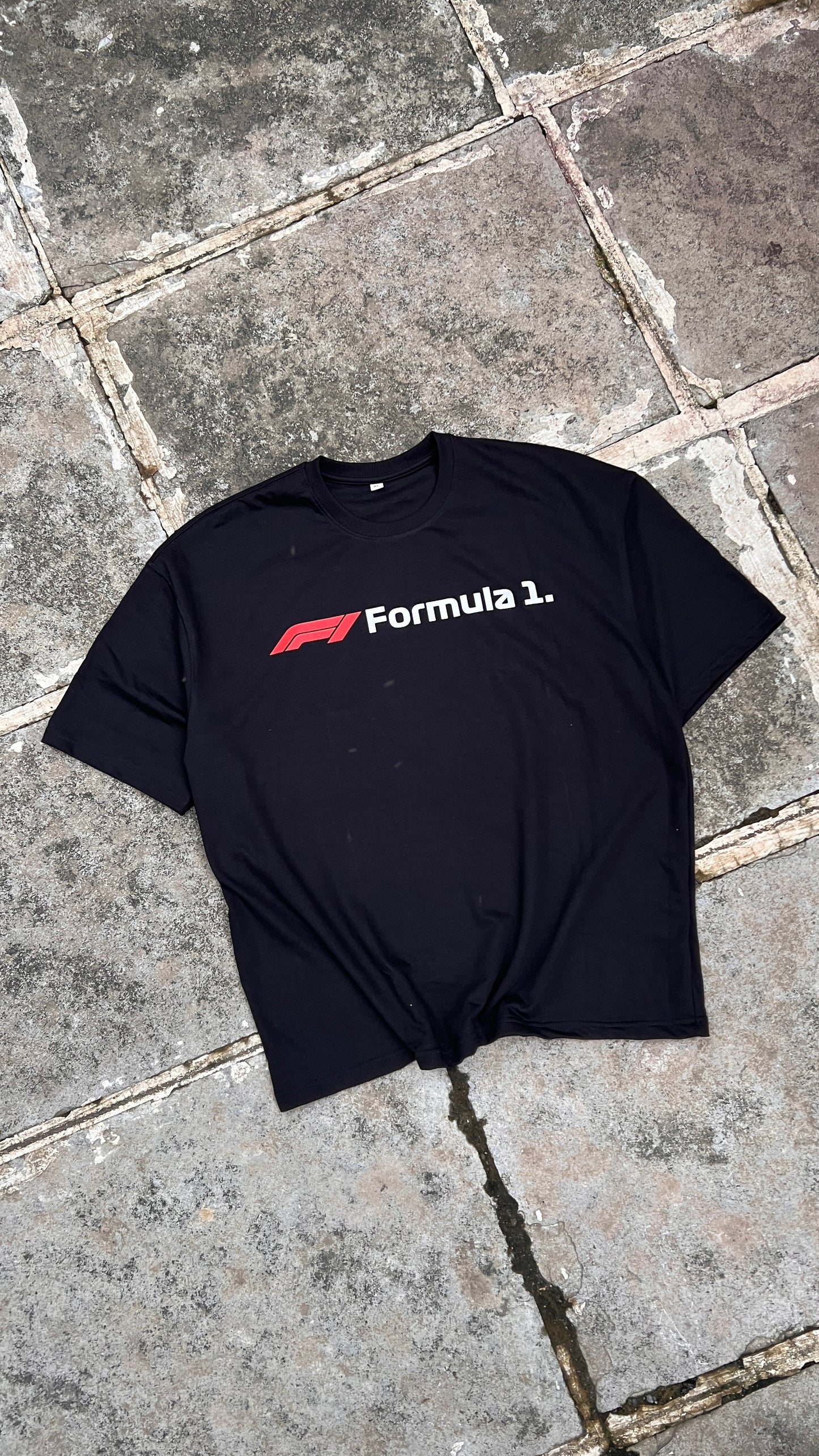 Oversized Black Formula 1 T-shirt - Heavy 250 GSM Cotton