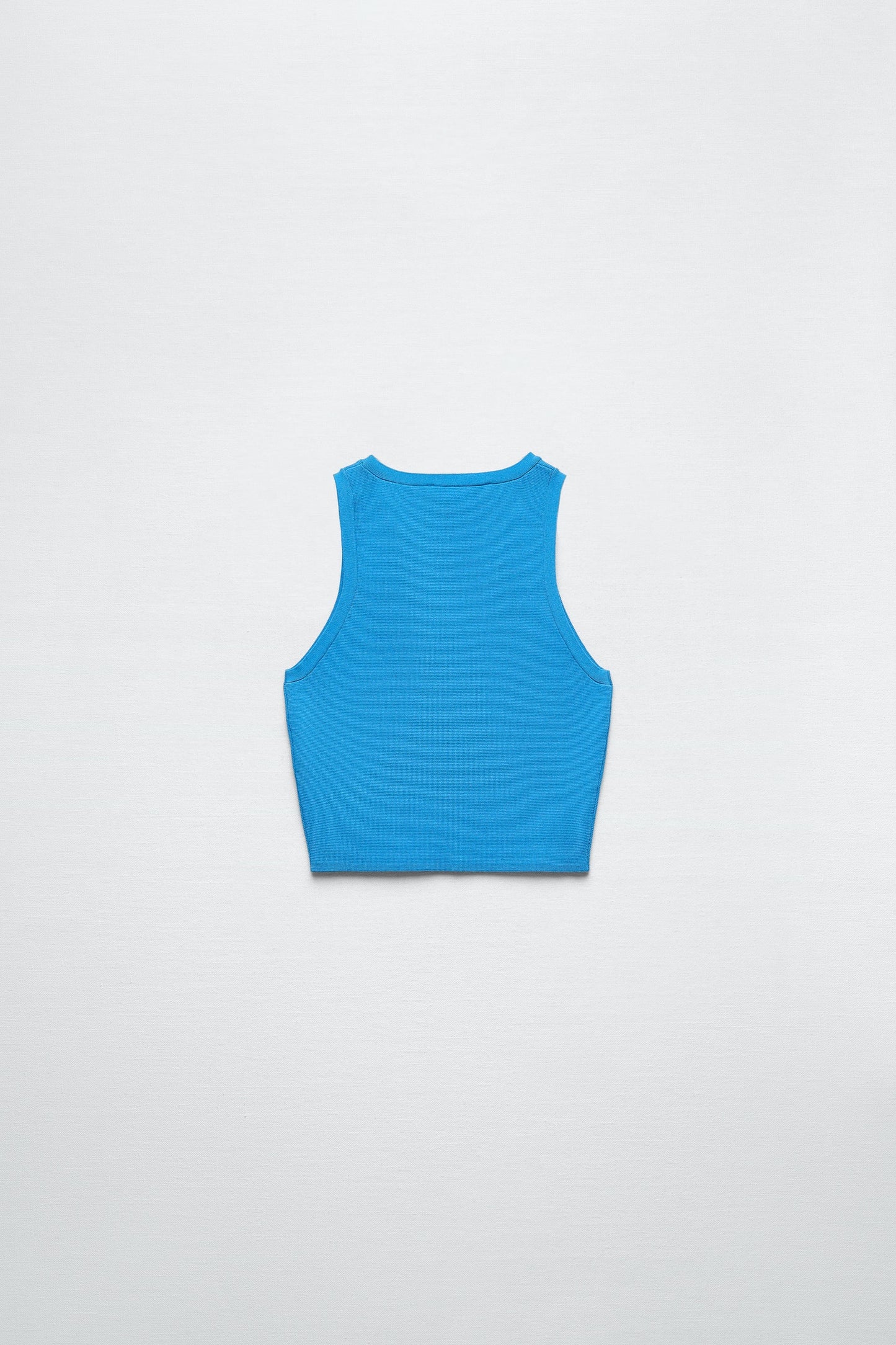 Women Blue Knit Crop Top