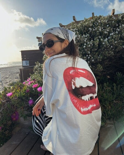 Women Oversized Just Read My Lips T-shirt - Heavy 250 GSM Cotton