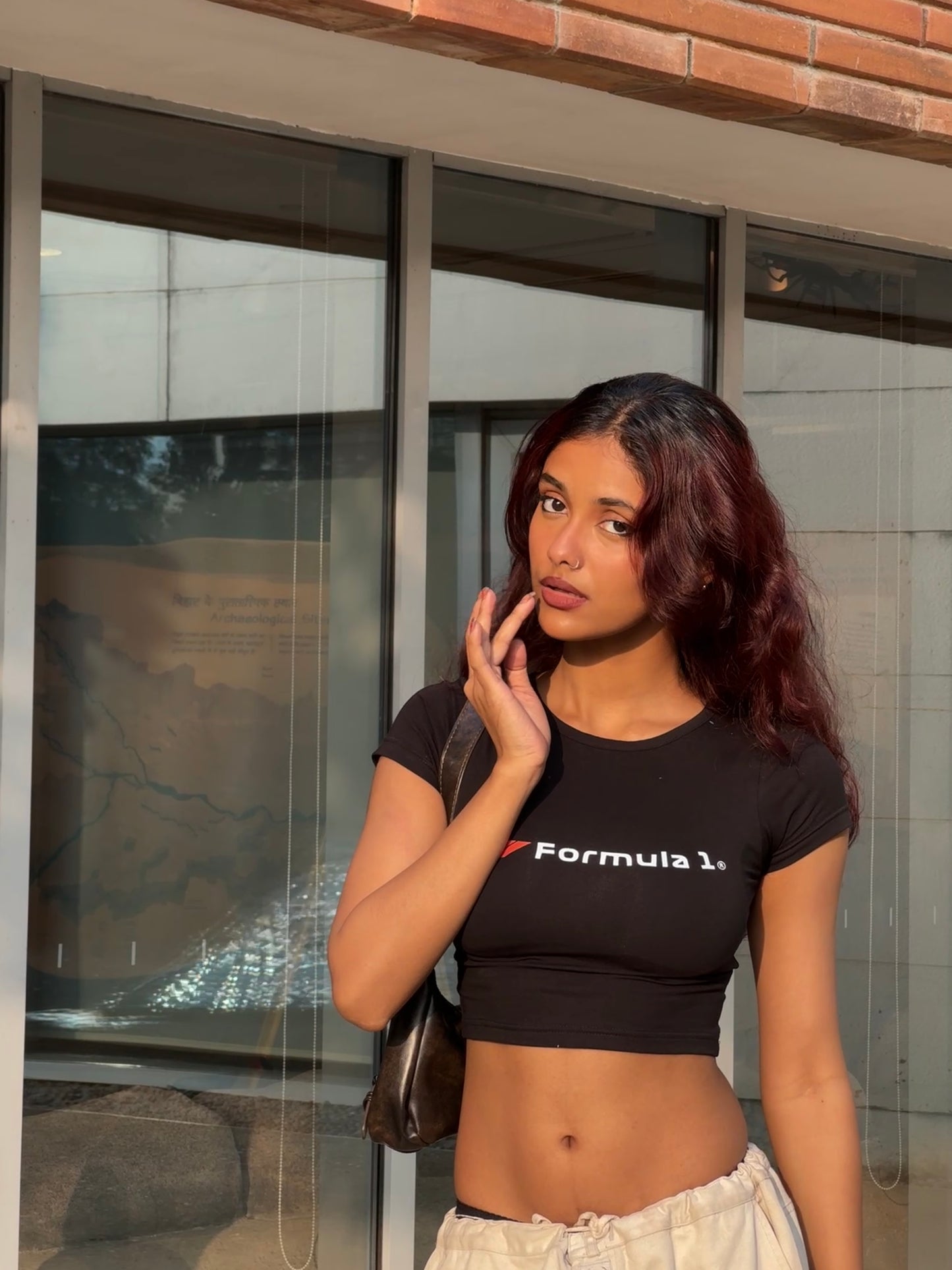 Black F1 Baby Tee - Cropped Fit