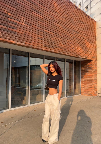 Black F1 Baby Tee - Cropped Fit