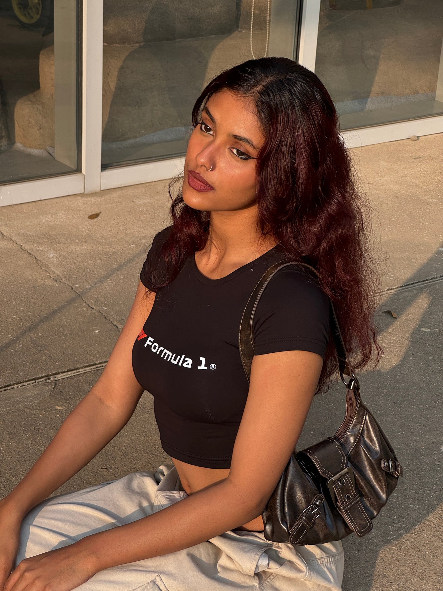 Black F1 Baby Tee - Cropped Fit