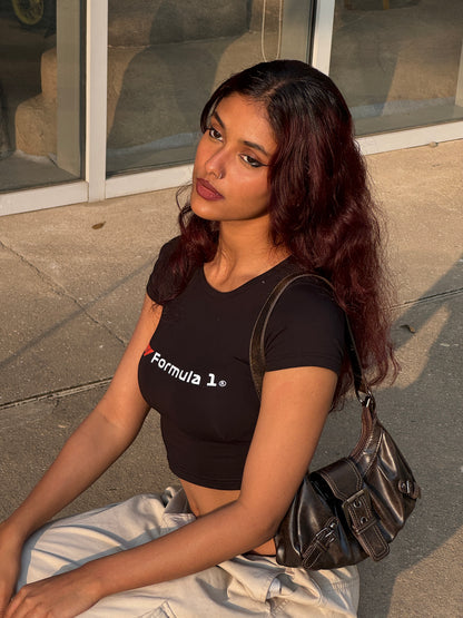 Black F1 Baby Tee - Cropped Fit