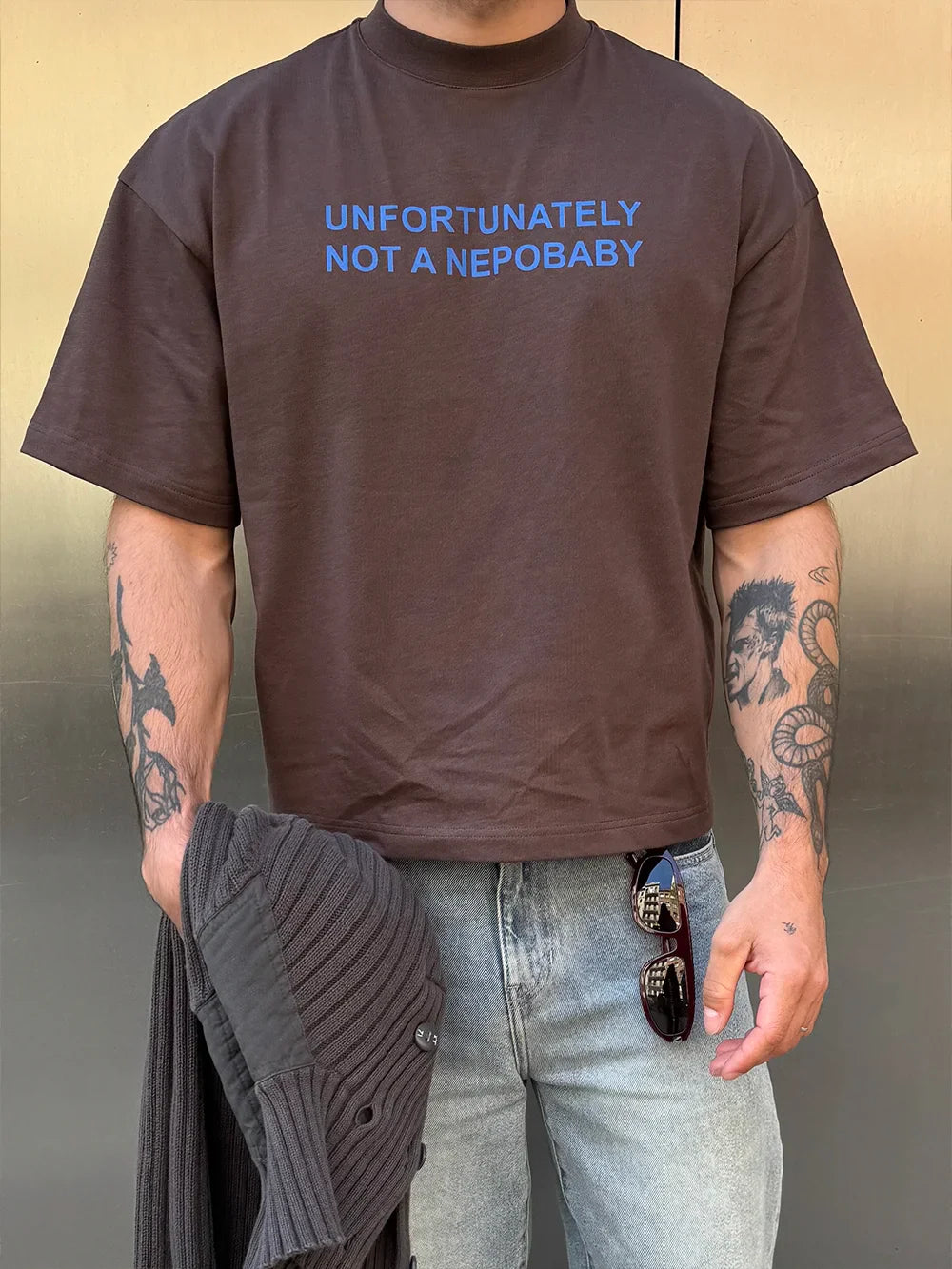 NEPOBABY Brown Cropped T-shirt