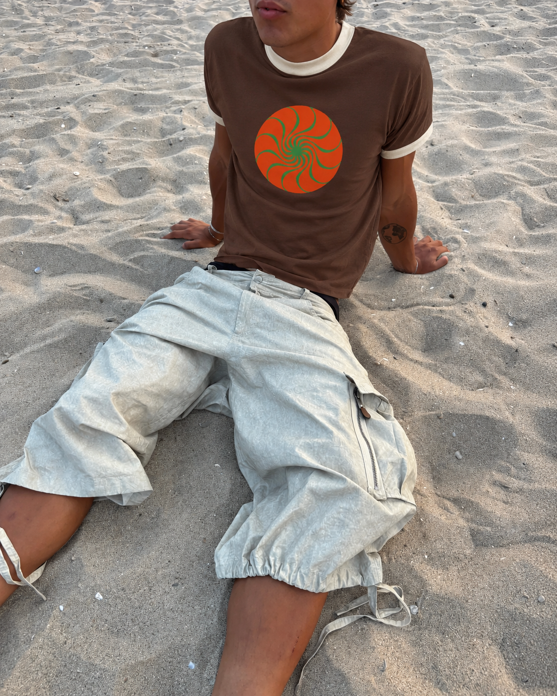 Orange Sun Ringer Tee