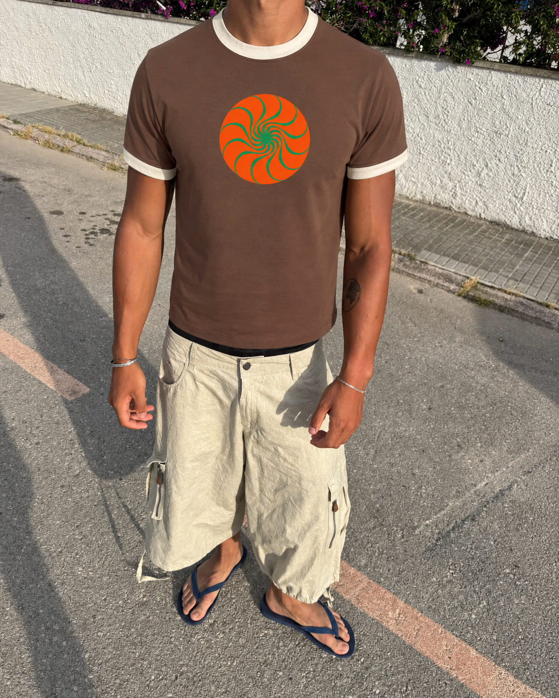 Orange Sun Ringer Tee