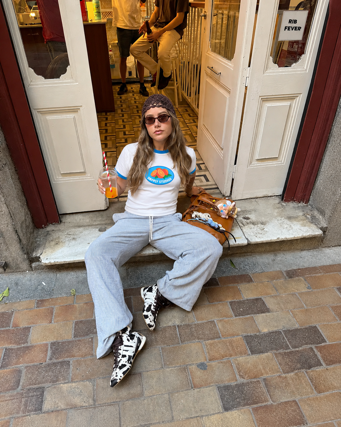 Women Oranges Ringer Tee