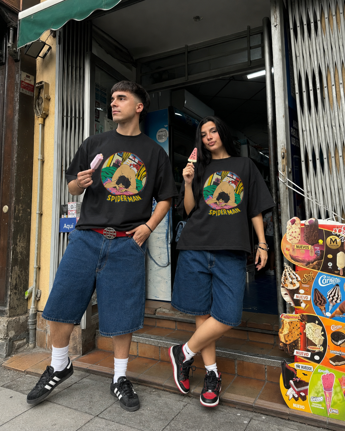 Oversized Peeking Spidey Tee