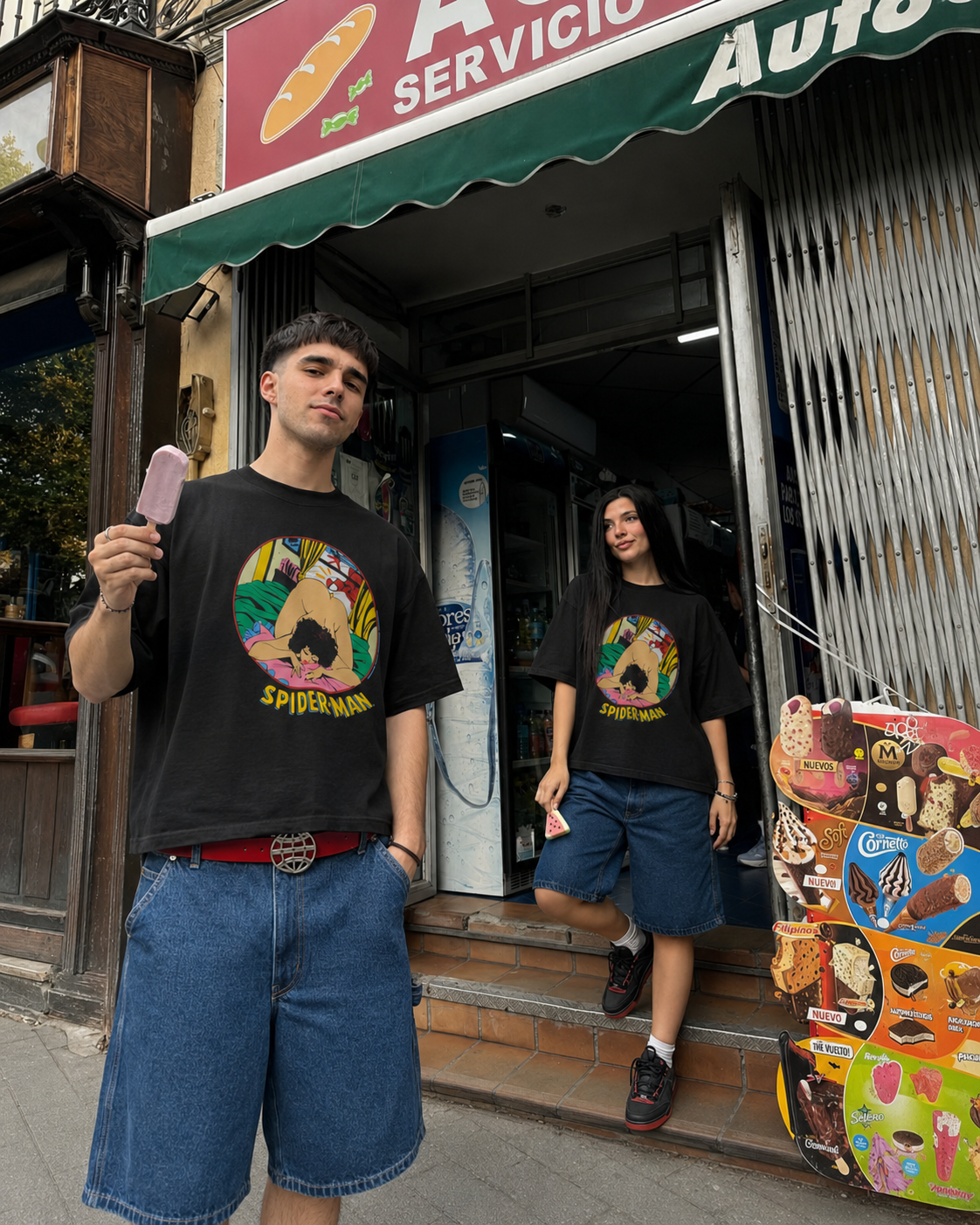 Oversized Peeking Spidey Tee
