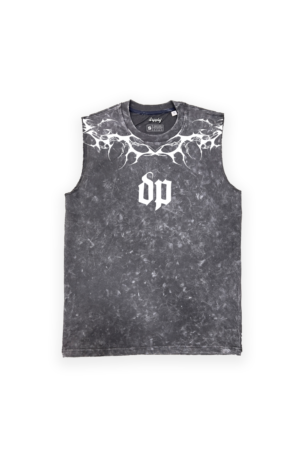 "RISEN FROM BELOW" ACID-WASH OVERSIZED VEST