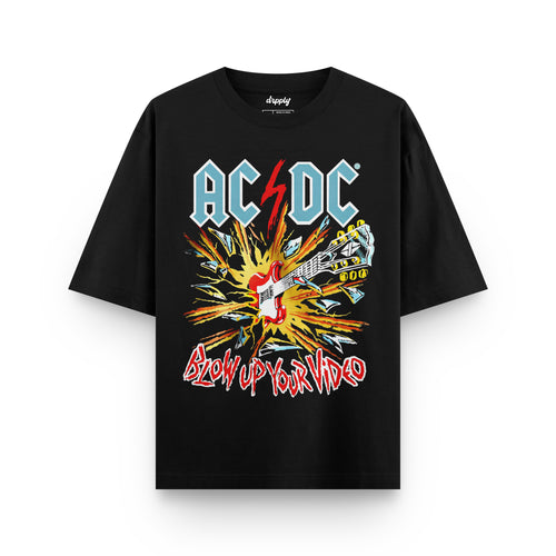 Oversized Black AC/DC T-shirt - Heavy 250 GSM Cotton