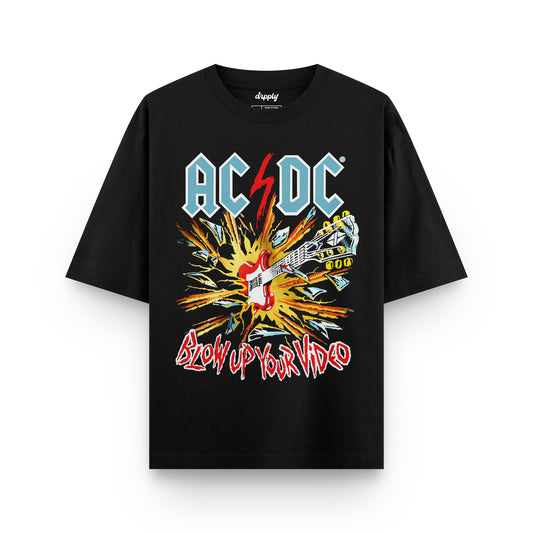 Oversized Black AC/DC T-shirt - Heavy 250 GSM Cotton