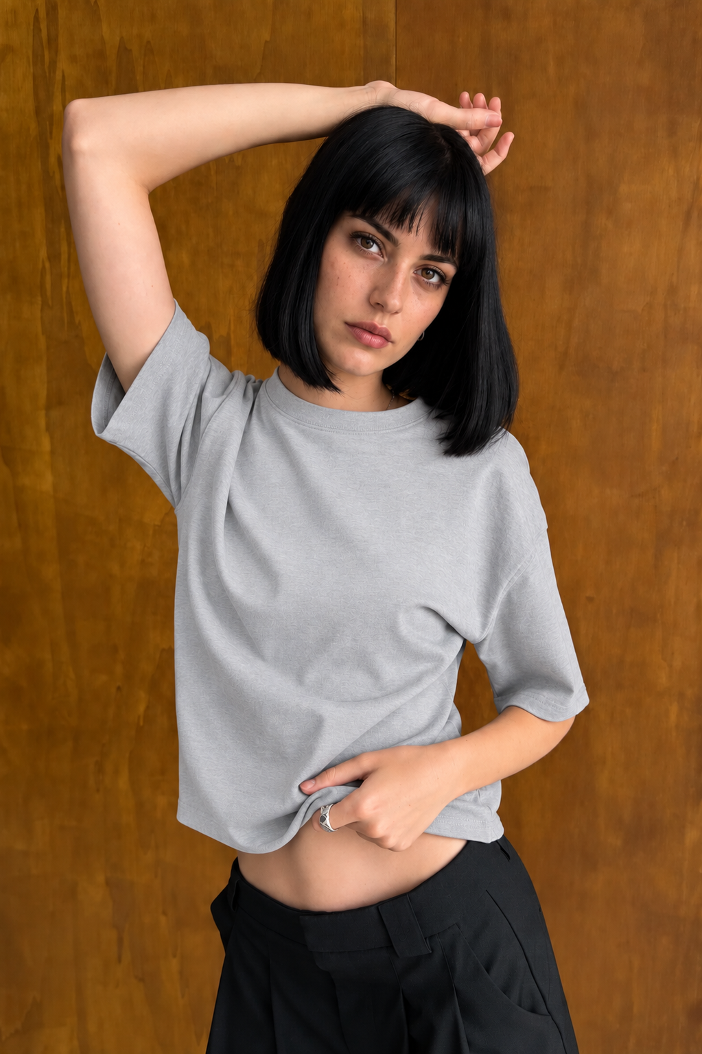 Perfectly Cropped Ash Grey T-shirt - Heavy 250 GSM Cotton