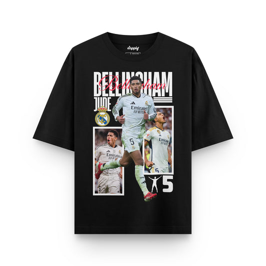 Oversized Black Jude Bellingham T-shirt - Heavy 250 GSM Cotton