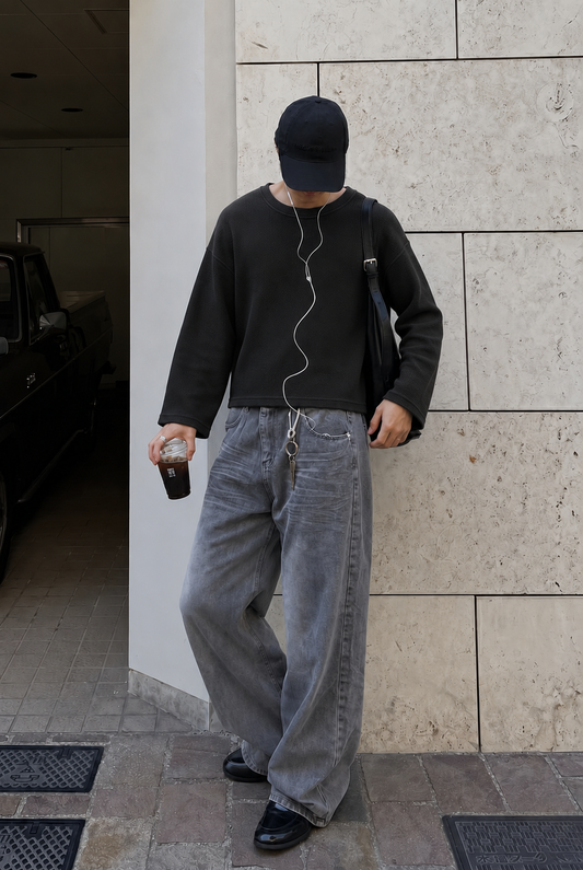 Midnight Crew Boxy Fit Waffle Tee