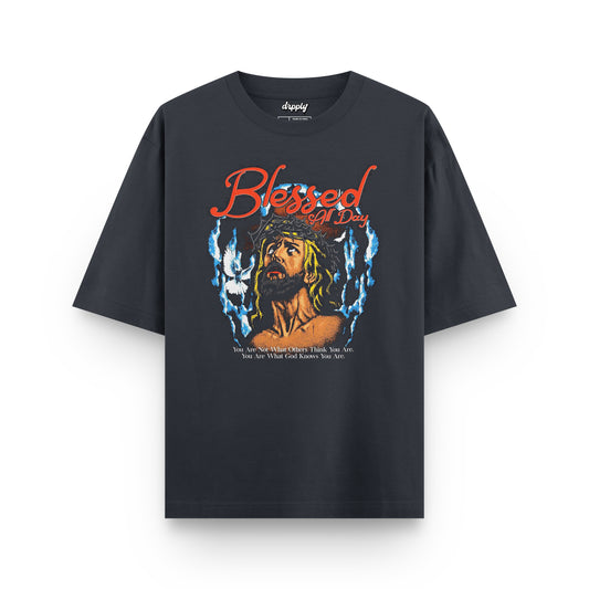 Oversized Blessed All Day T-shirt - Heavy 250 GSM Cotton