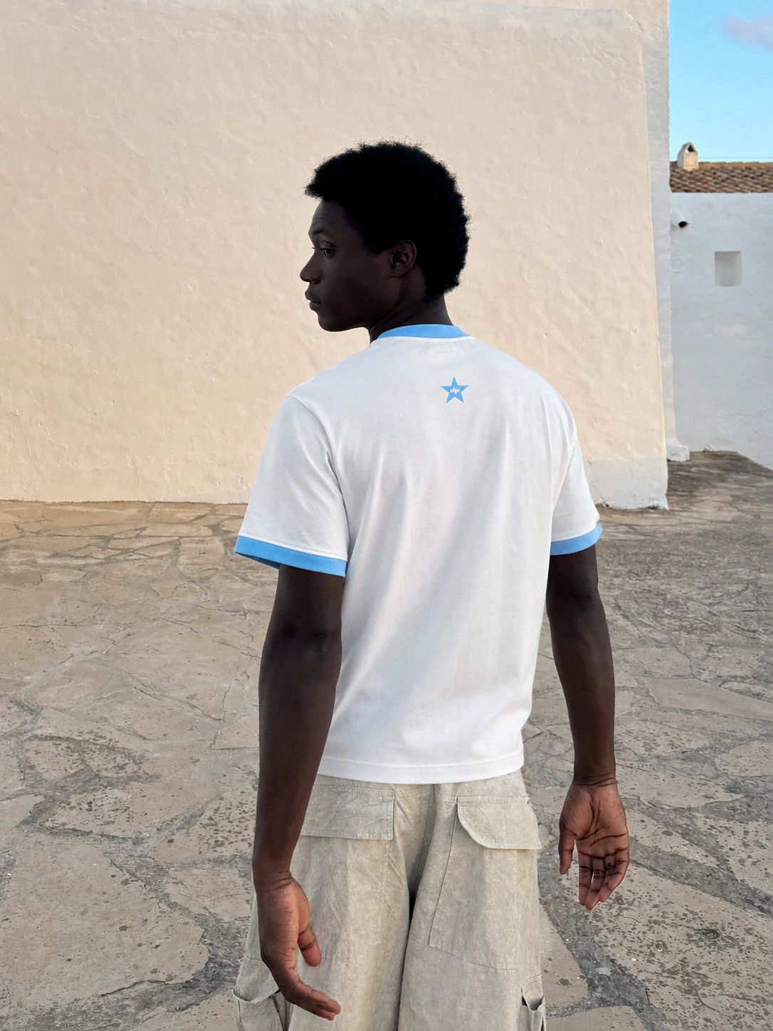 White/Blue Ringer Tee
