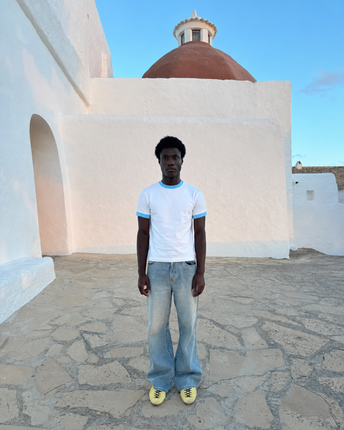 White/Blue Ringer Tee