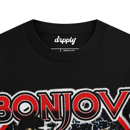 Oversized Black Bon Jovi T-shirt - Heavy 250 GSM Cotton