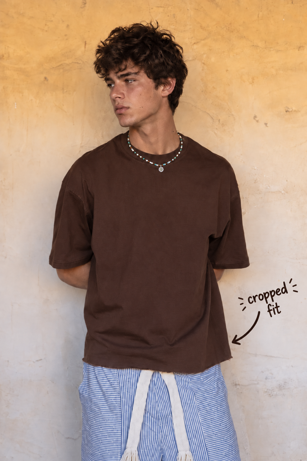 Perfectly Cropped Brown T-shirt - Heavy 250 GSM Cotton