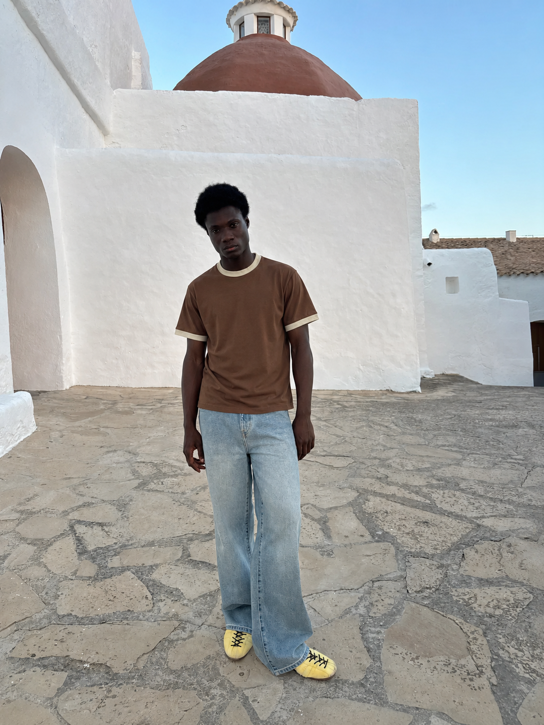 Brown/Beige Ringer Tee