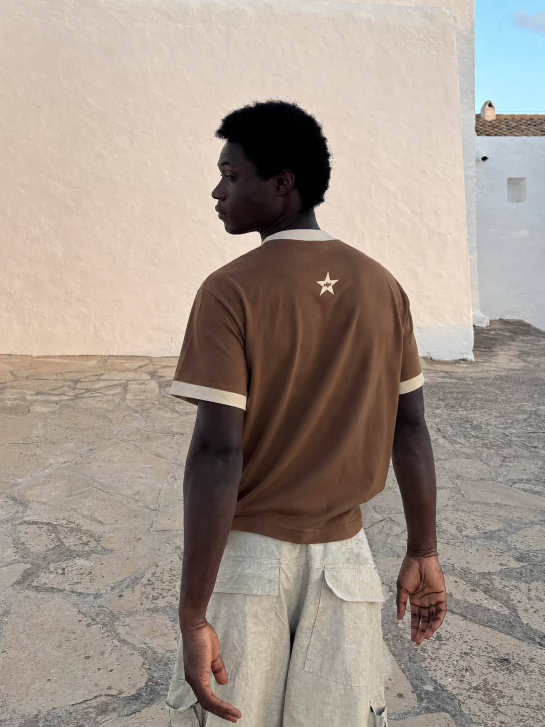Brown/Beige Ringer Tee