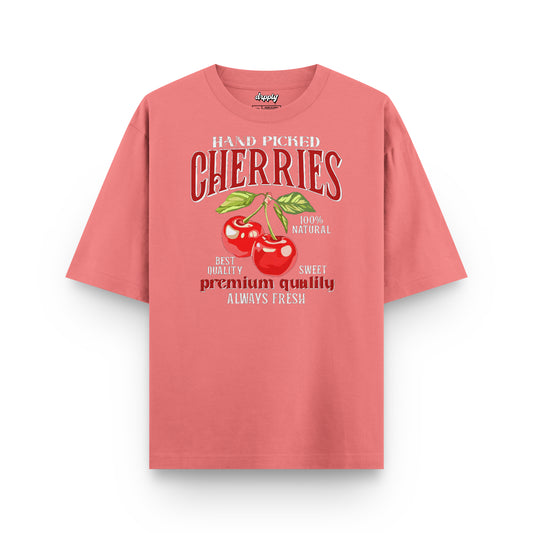 Oversized Cherries T-shirt - Heavy 250 GSM Cotton