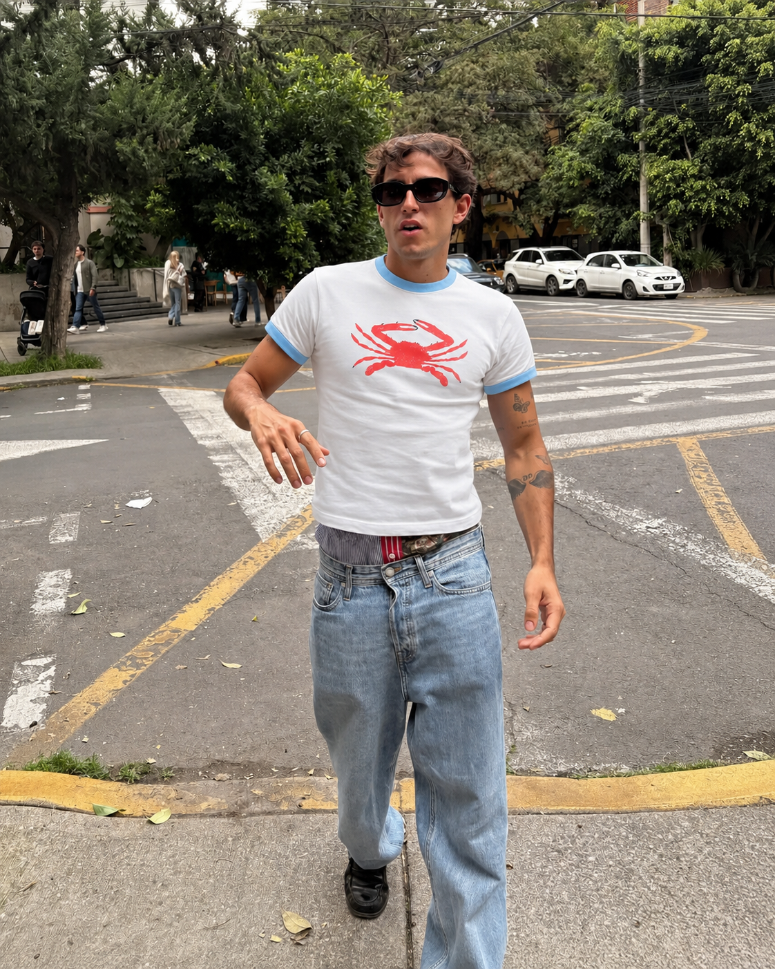 Coral Crab Ringer Tee