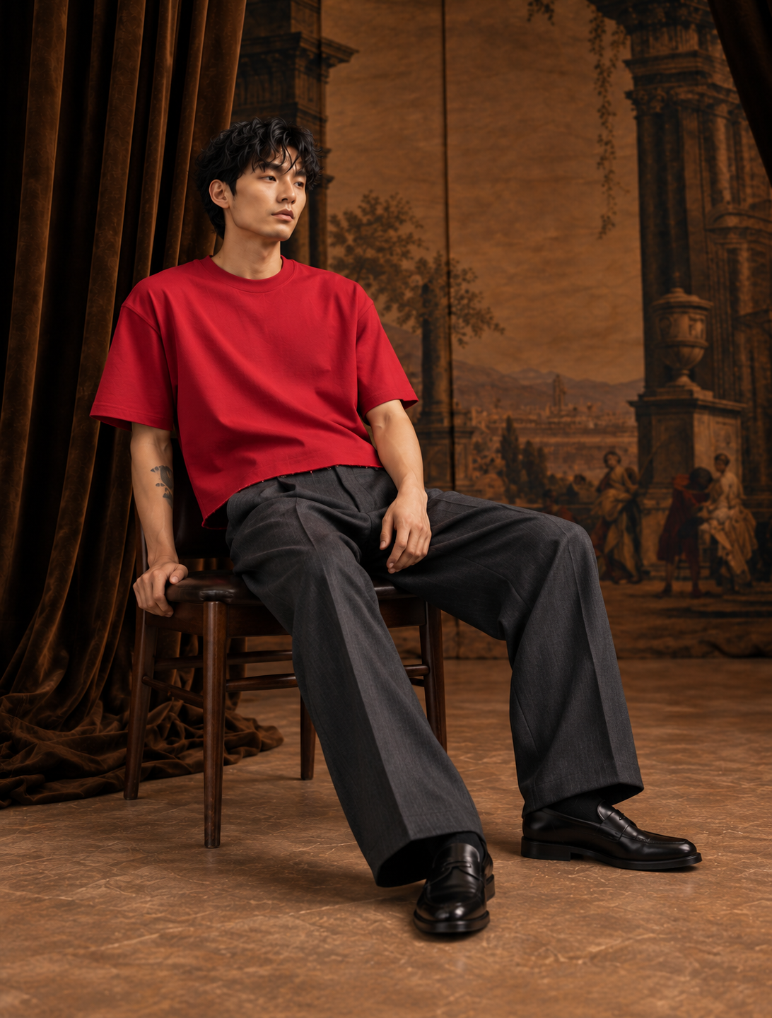 Iconic Cropped Crimson Red T-shirt