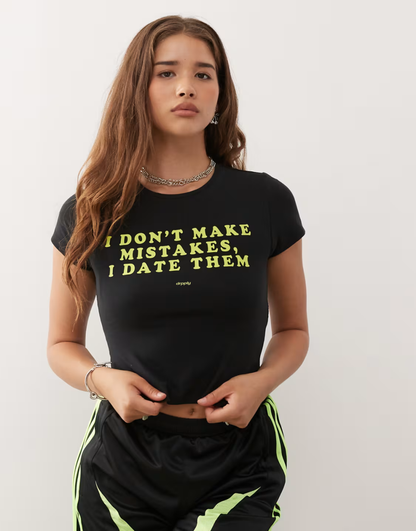 Black Dating Mistakes Baby Tee - Cropped Fit
