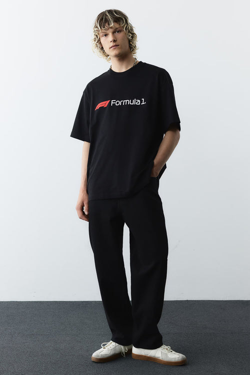 Oversized Black Formula 1 T-shirt - Heavy 250 GSM Cotton
