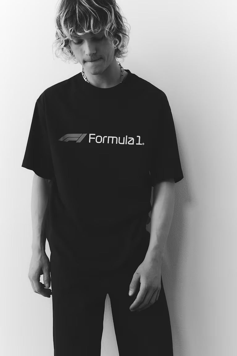 Oversized Black Formula 1 T-shirt - Heavy 250 GSM Cotton