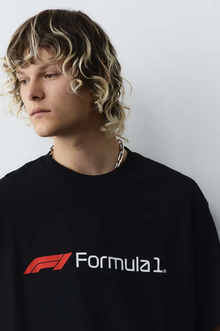 Oversized Black Formula 1 T-shirt - Heavy 250 GSM Cotton