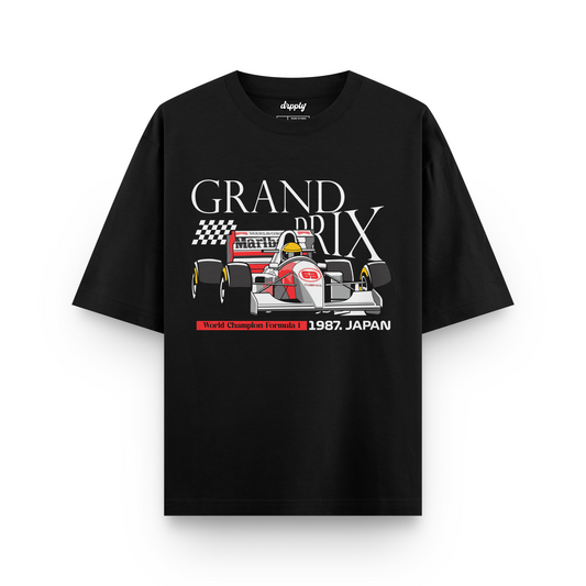 Oversized Black Grand Prix T-shirt - Heavy 250 GSM Cotton