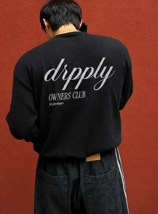Black Owners Club Waffle Henley T-shirt