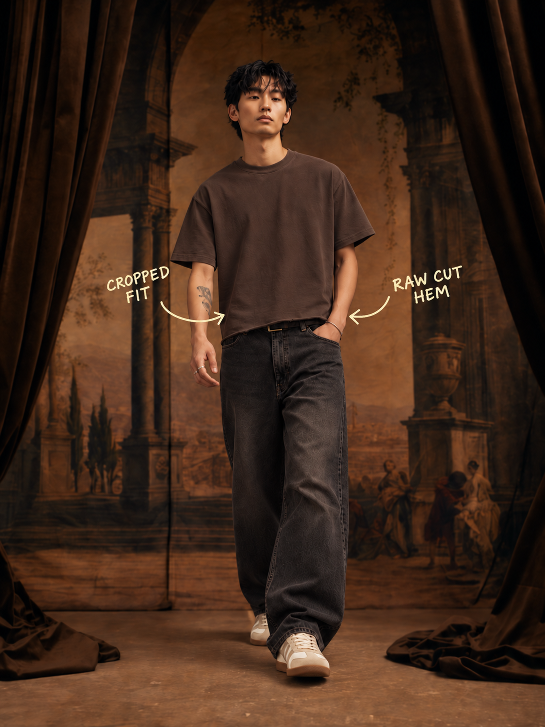 Iconic Cropped Mocha Brown T-shirt