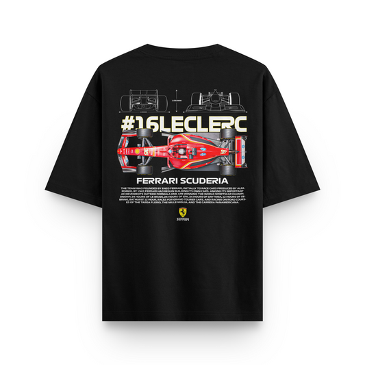 Oversized Ferrari Leclerc T-shirt - Heavy 250 GSM Cotton
