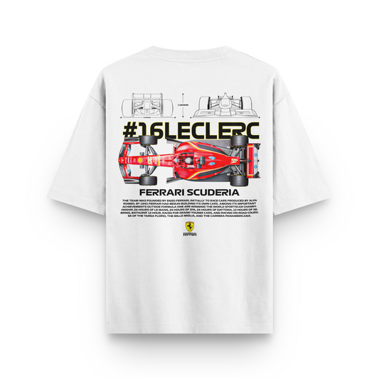 Oversized Ferrari Leclerc T-shirt - Heavy 250 GSM Cotton