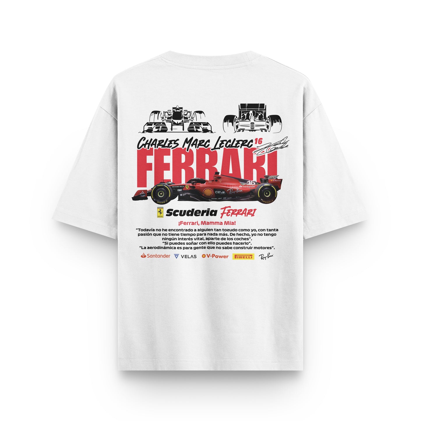 Oversized Ferrari Leclerc Formula 1 T-shirt - Heavy 250 GSM Cotton