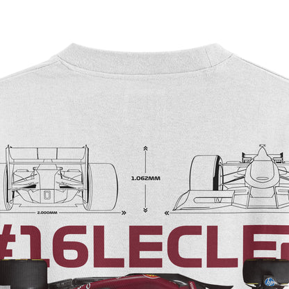 Oversized White SF25 Charles Leclerc T-shirt - Heavy 250 GSM Cotton