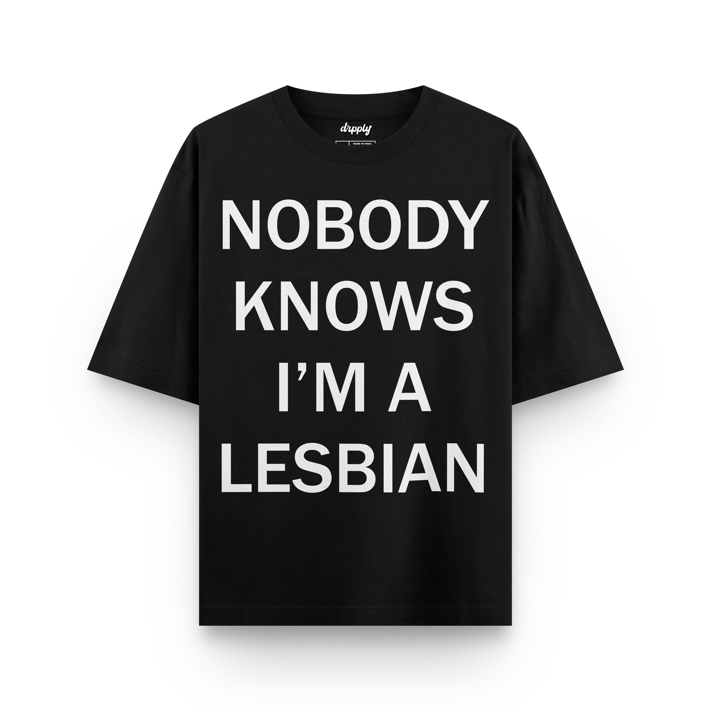 Oversized Black T-shirt with a Slogan - Heavy 250 GSM Cotton